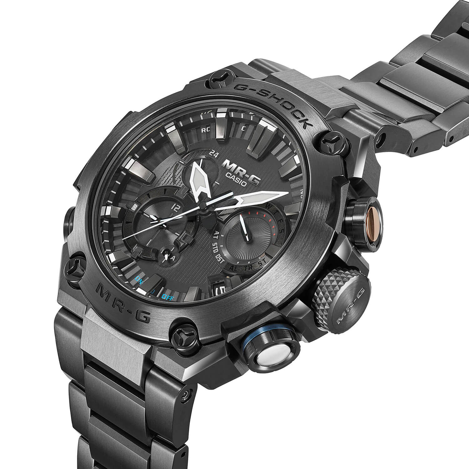 G-Shock MR-G Watch, Black Dial Black Bracelet, 55mm