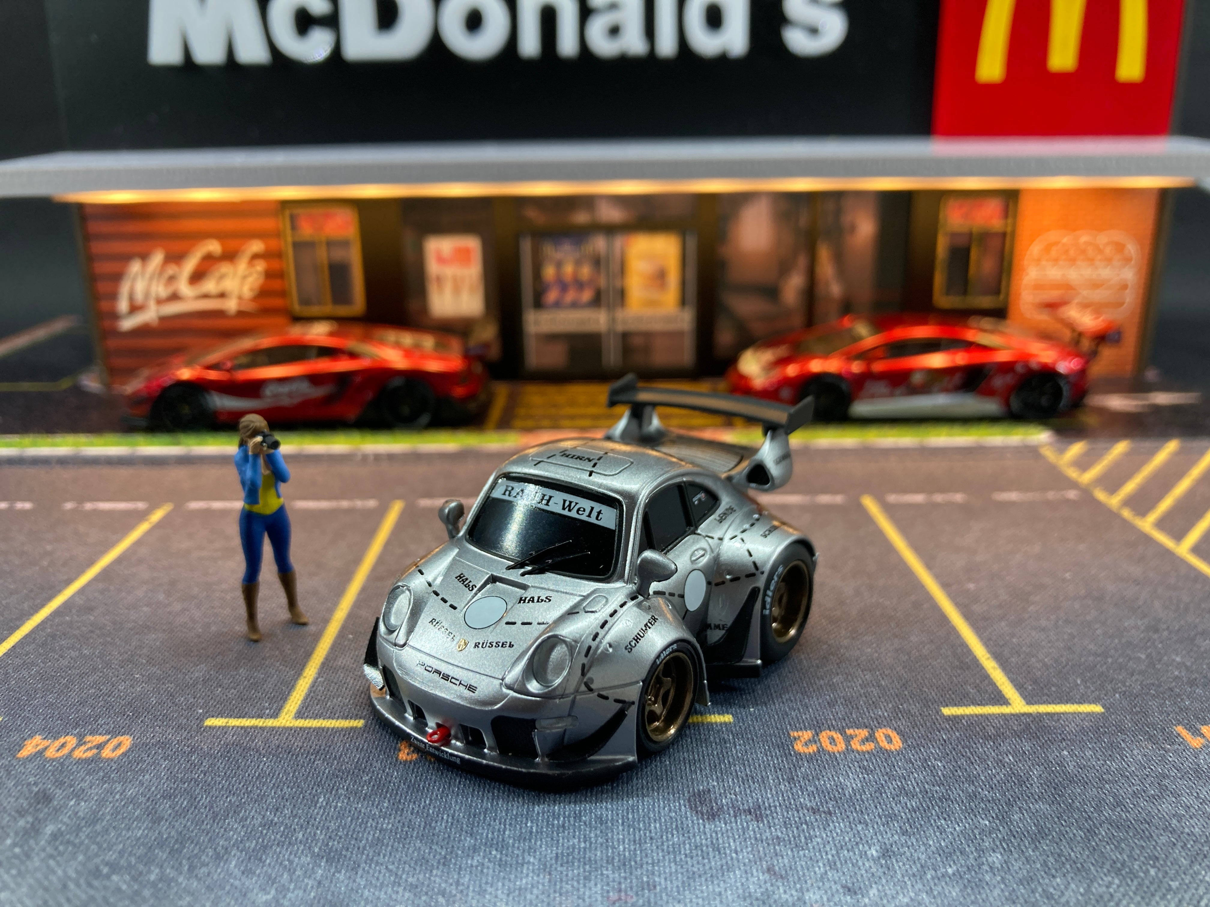 Furuya X YOU&CAR 1/64 Porsche Carrera 911 993 RWB Silver Pig Q-Car