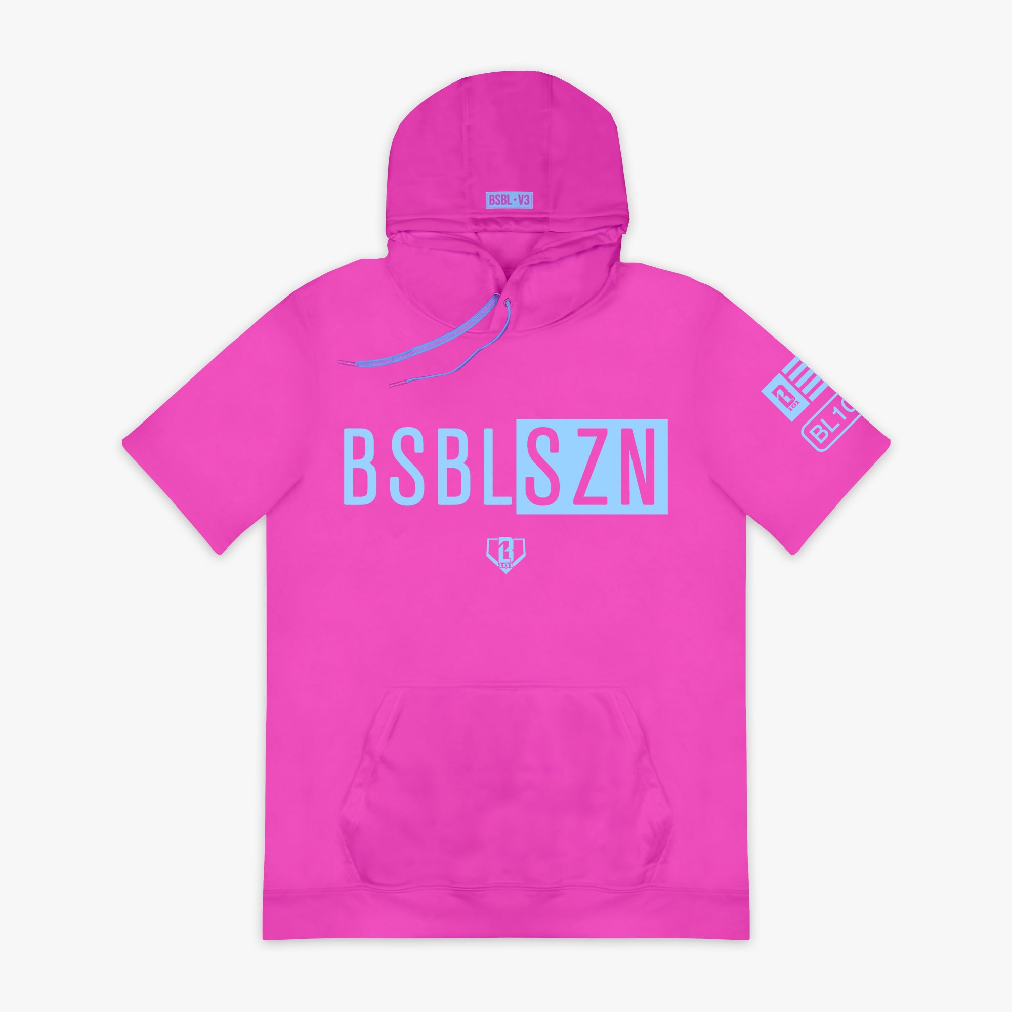 BSBL-SZN Short Sleeve Hoodie V3 - Cotton Candy Pink – Baseball