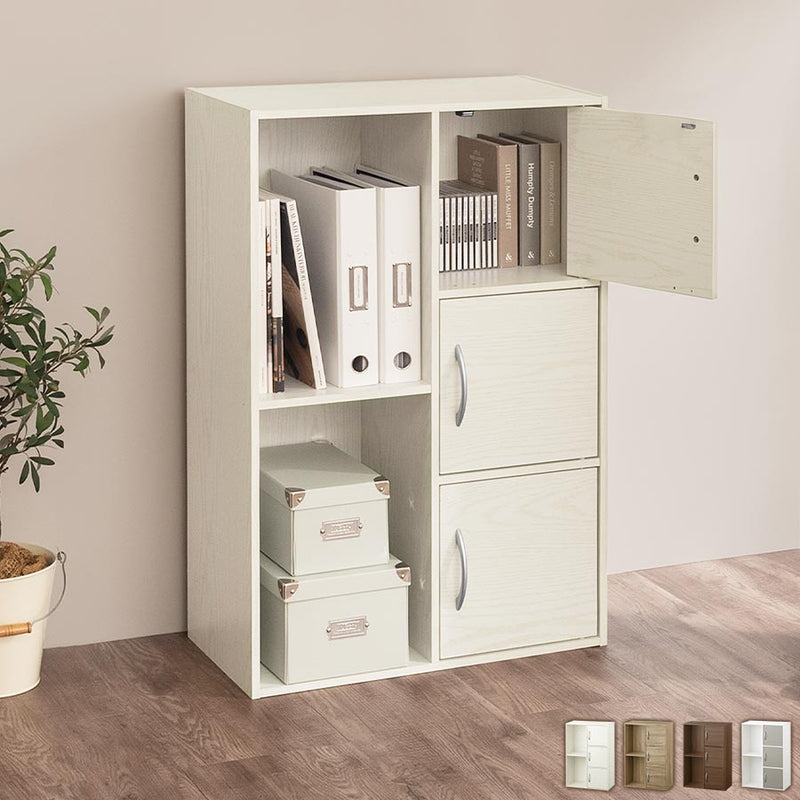 カラーボックス 2列 3段+2段 扉付き 本棚 ラック おしゃれ ぼん家具