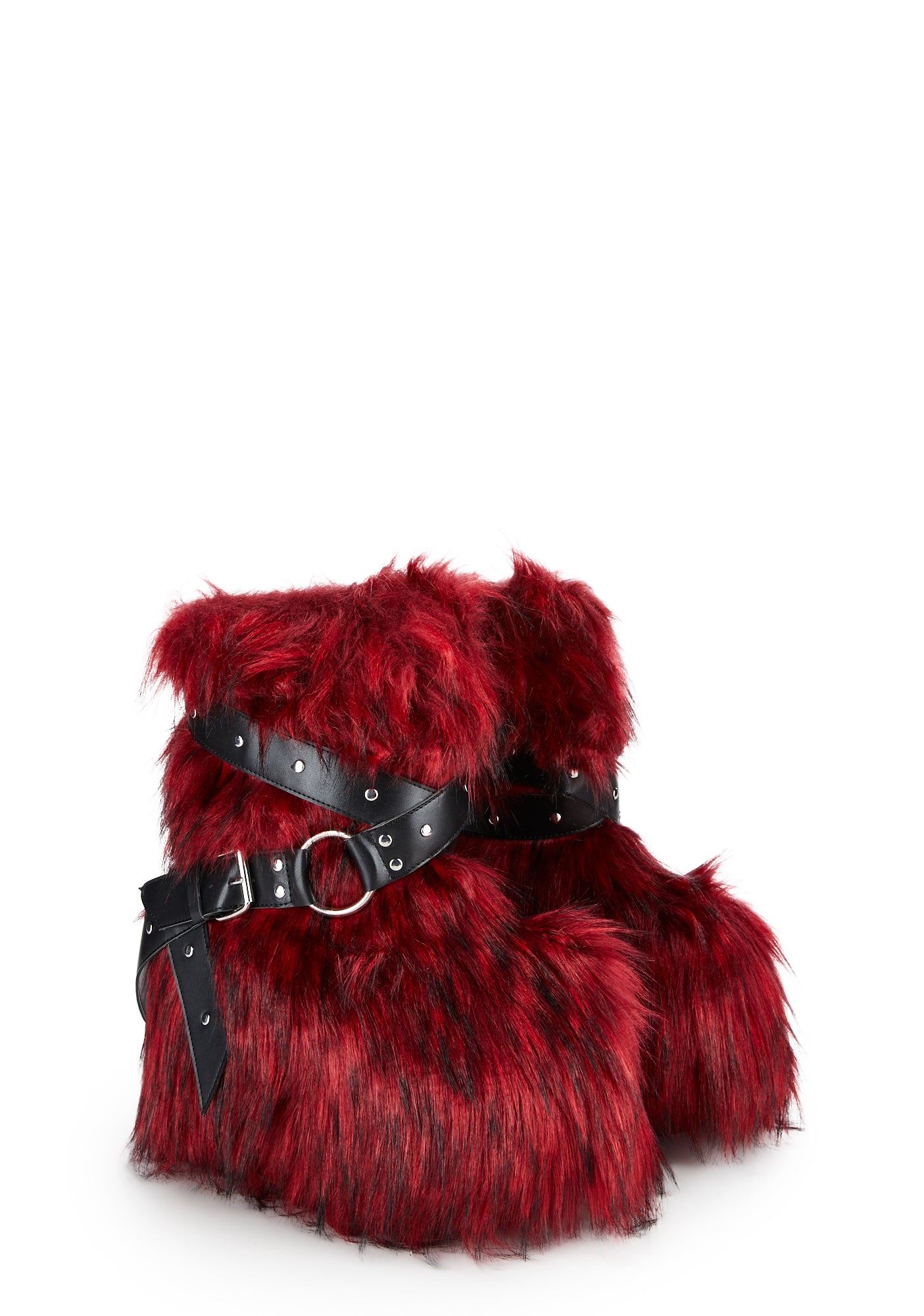 Club Exx Burning Man Faux Fur Platform Boots -Red – Dolls Kill