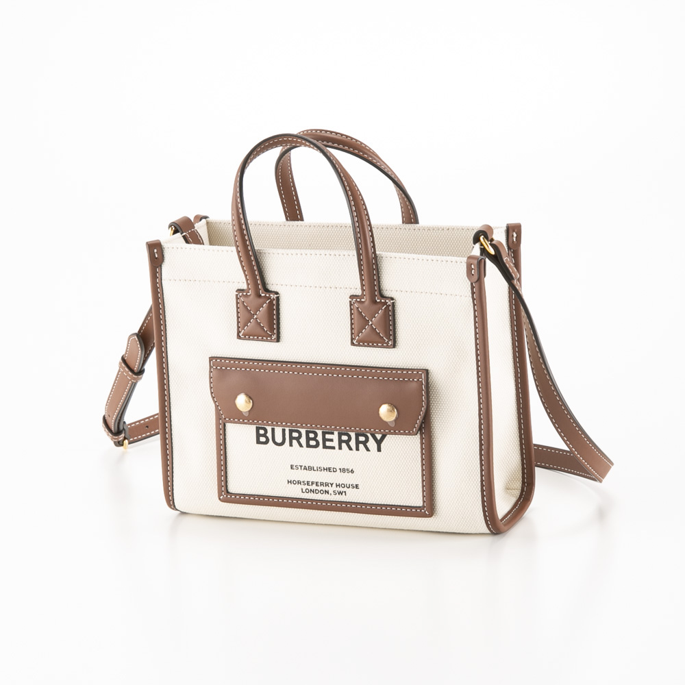 バーバリー BURBERRY ツートン キャンバス MINI フレヤトートバッグ