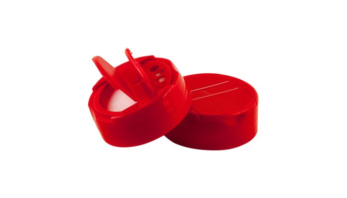 Red Plastic Pour Sift Cap - 48/485 CT | Fillmore Container