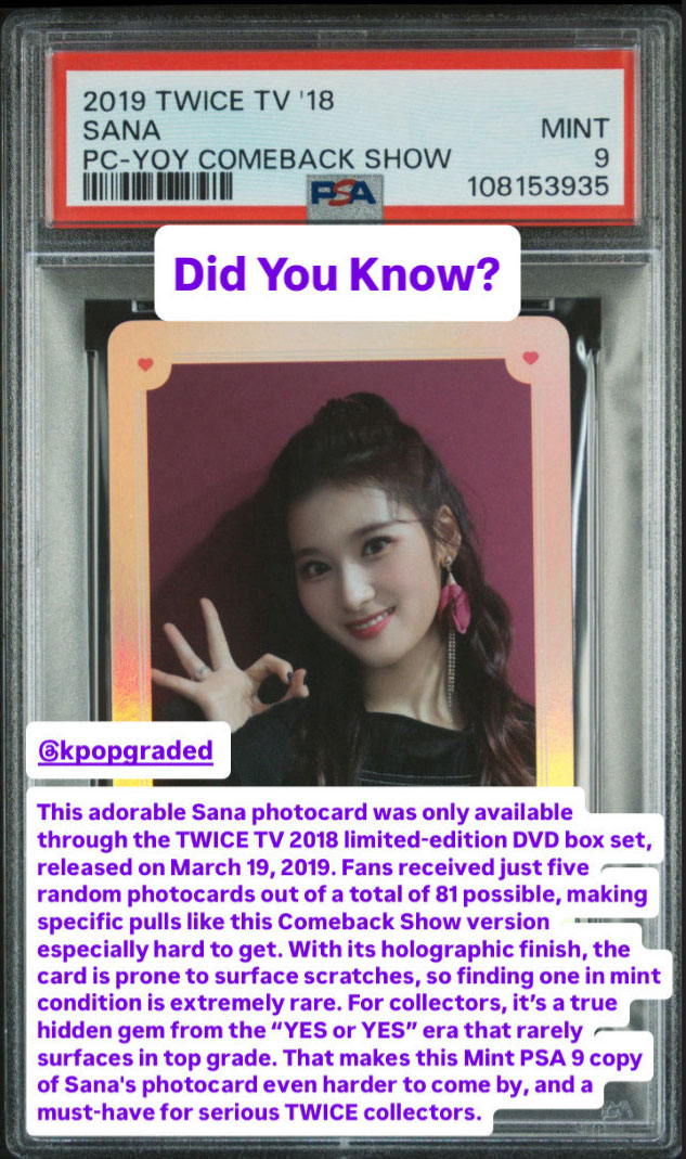 SANA 2019 TWICE TV 2018 PHOTOCARDS SANA PC-YOY COMEBACK SHOW MINT