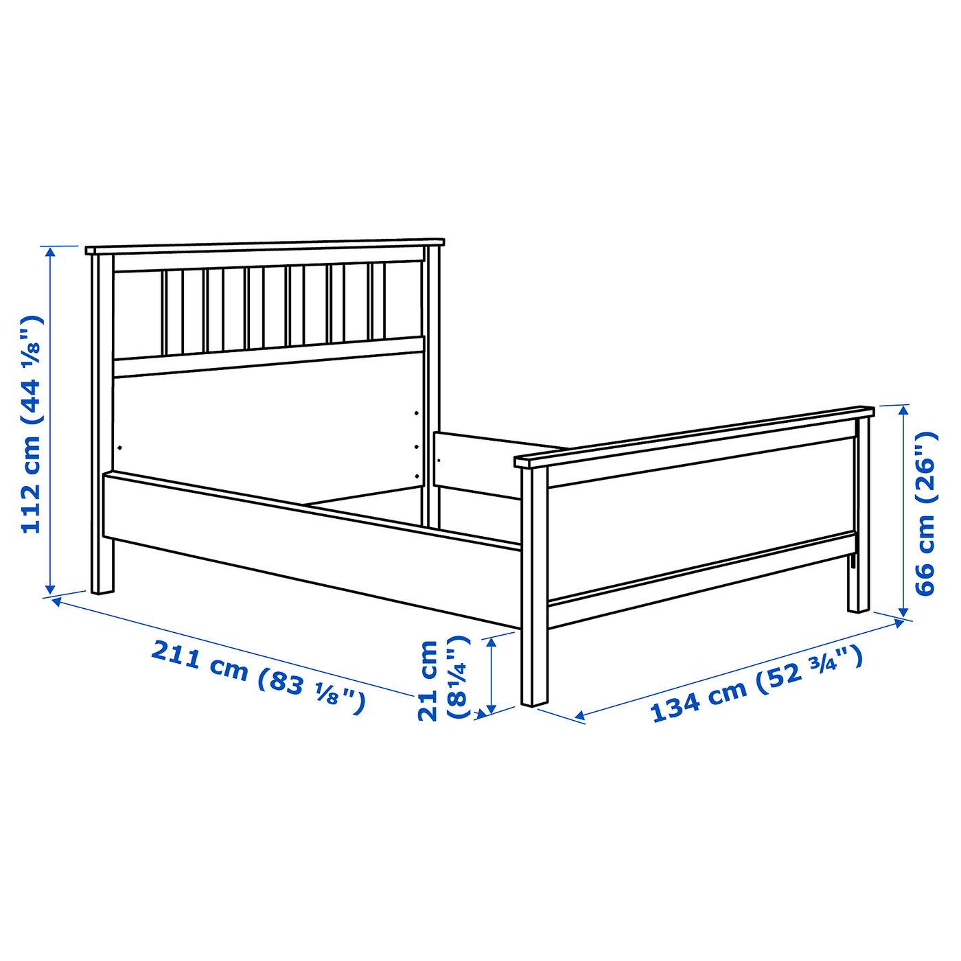 HEMNES ヘムネス ベッドフレーム マットレス付き, ホワイトステイン