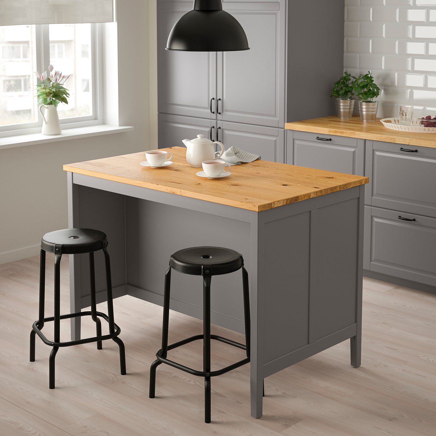 TORNVIKEN kitchen island, gray/oak, 495/8x303/8