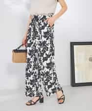 フラワープリントワイドイージーパンツ(ガウチョ・ワイドパンツ