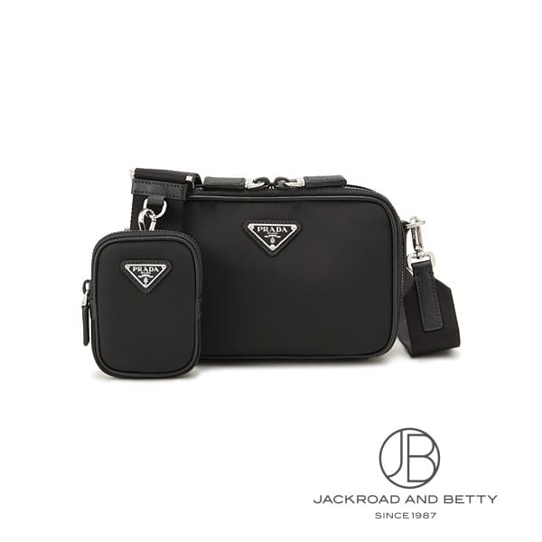 ブリック ナイロン サフィアーノレザー ショルダーバッグ ブラック 黒