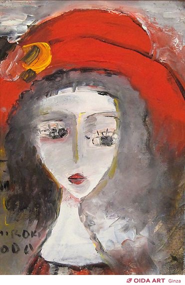 織田広喜 赤い帽子の少女 （黄色い花飾り） | 絵画など美術品の販売と