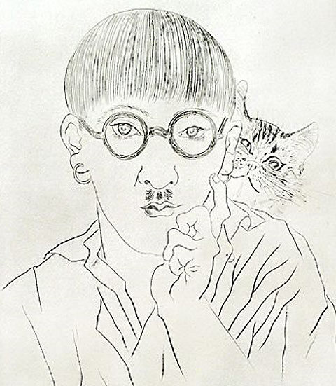 伊藤和生 藤田嗣治作「アトリエの自画像Ⅰ」白黒写真から油彩画にて