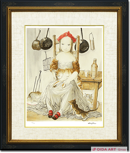 藤田嗣治 台所の少女と猫 | 絵画など美術品の販売と買取 | 東京・銀座