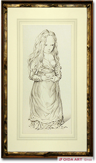 上尚司 少女像 絵画 額装 小田急百貨店購入 約70万円 40数年前 希少