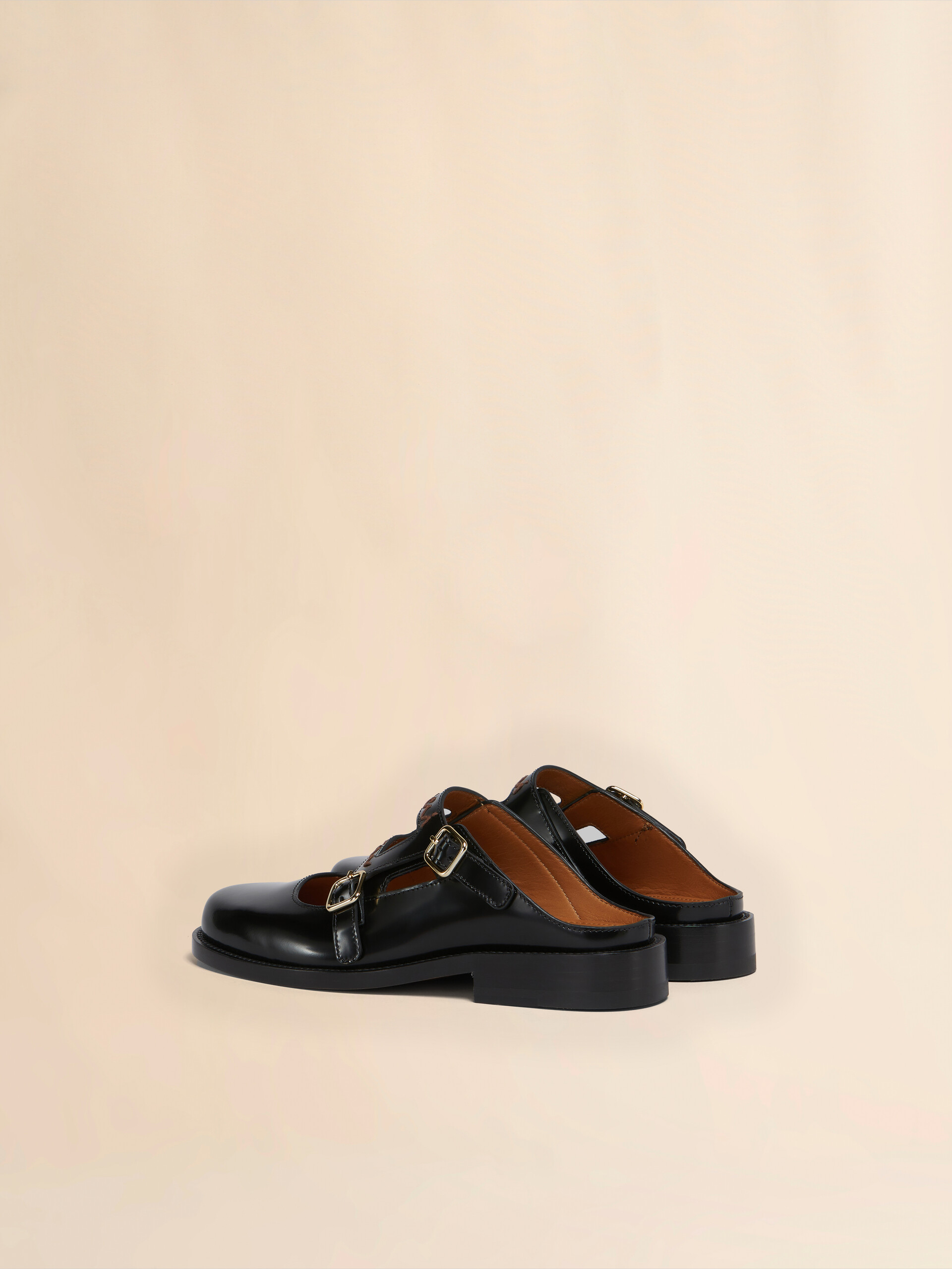 Black leather Bambi 3.0 loafer with double buckle | Marni