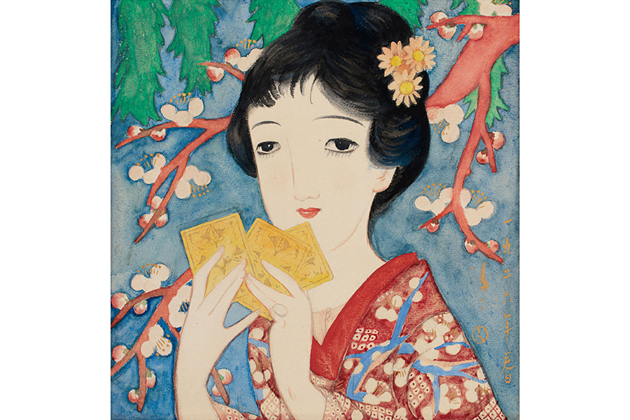 竹久夢二「女性画」美人画 素描 掛軸 紙本：大正ロマン 都心の隠れ家の