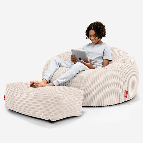 LoungePug子供用ビーズクッションソファ-クラシックコーデュロイ