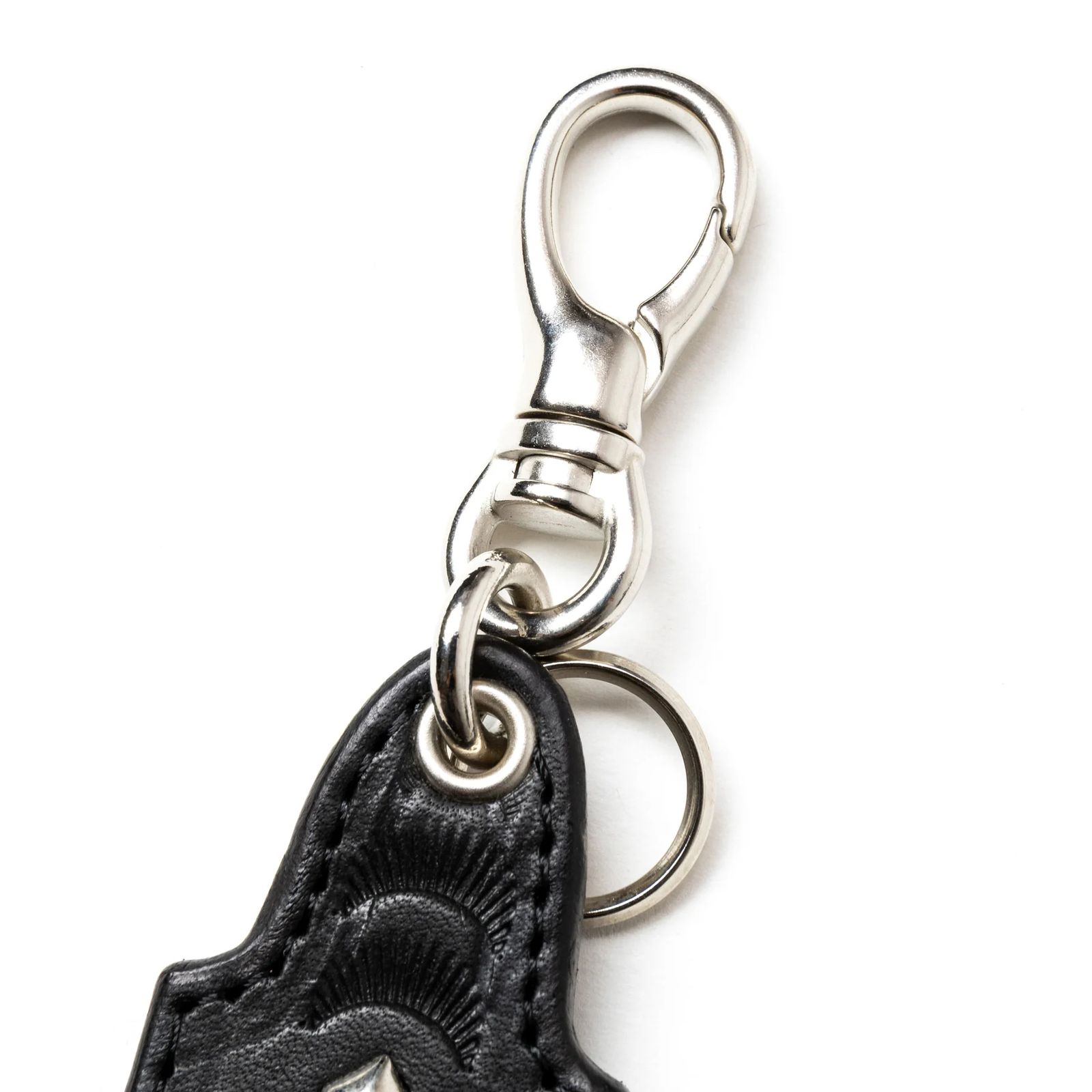 CALEE - STUDS LEATHER KEY RING (BLACK) / スタッズ レザー