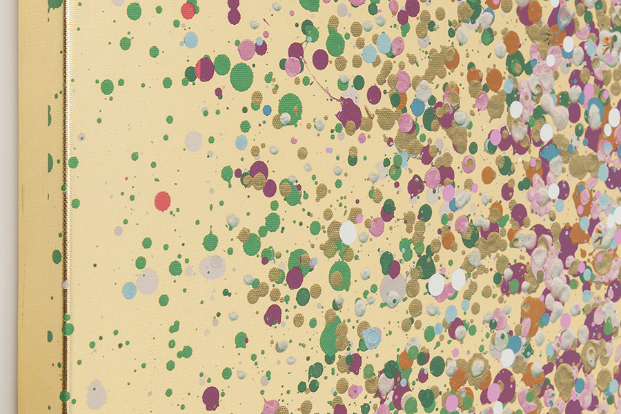 フラワーボート ゴールドピンク 100x80cm タッチドピクチャー - アート