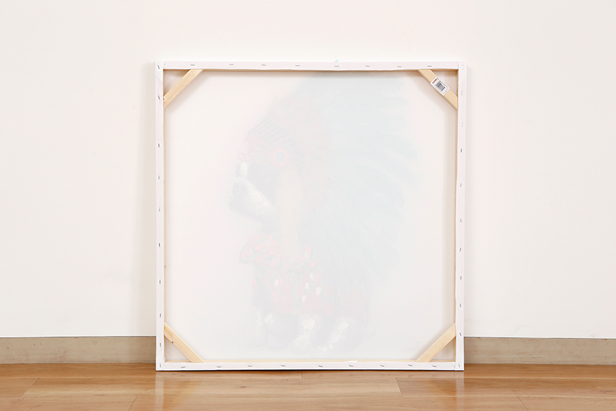 ヘッドドレスドッグ80×80cm キャンバスピクチャー - アート