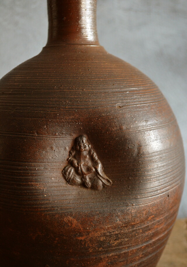 明治時代 備前 角徳利 酒器 骨董品 アンティーク e 古い備前 角徳利 酒