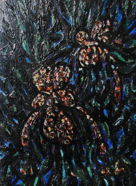 相原猛人 洋蘭（幸運招く花） 1970年 F4号 油彩 EYURIKA｜暮らしを