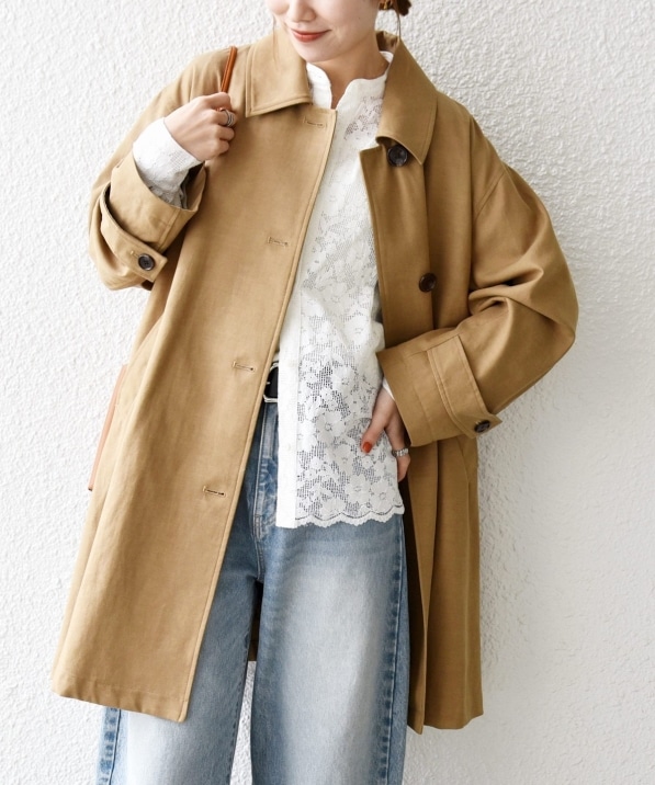 SHIPS any:〈手洗い可能〉オーバー フレア ステンカラー コート