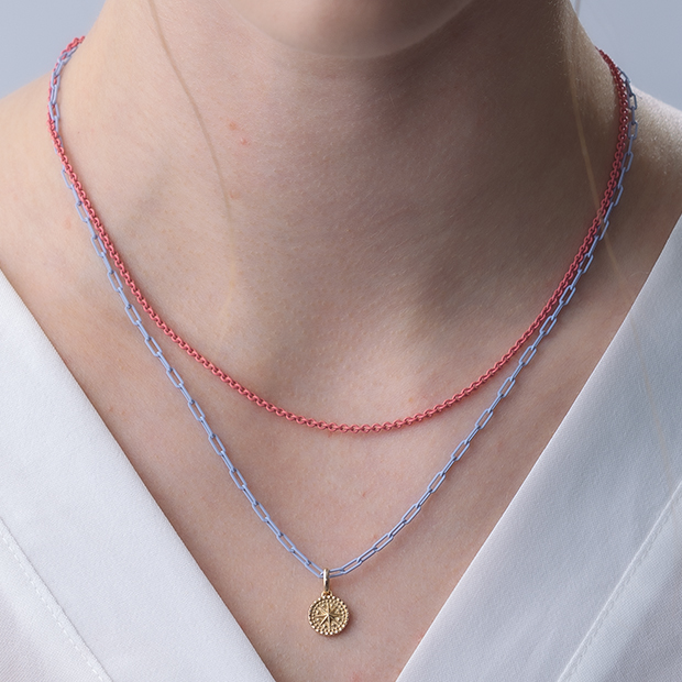 COLOR ON COLORS CHAIN NECKLACE(ピンク)(2SK0652)SV925/K10 チェイン