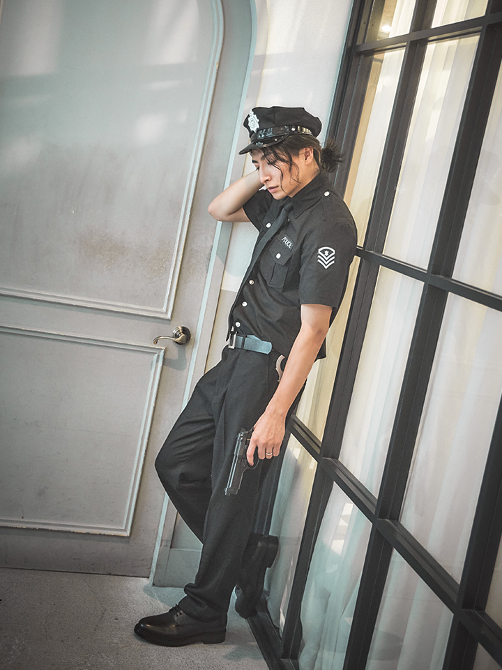 即日発送】【ハロウィン】 メンズブラックポリス【コスプレ5点セット