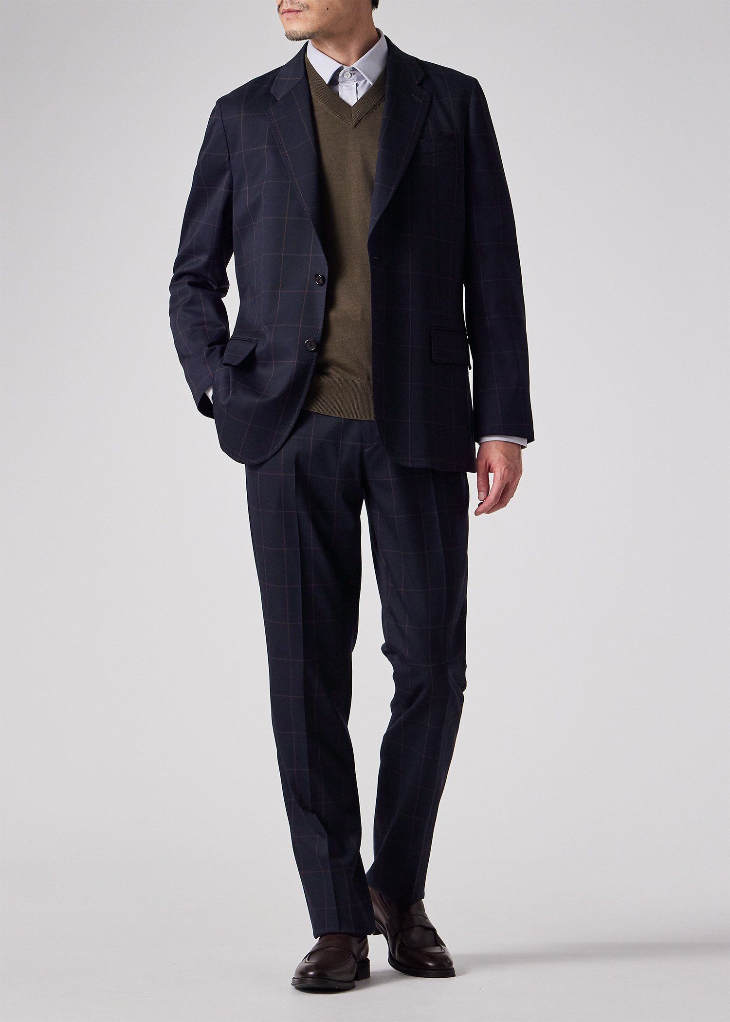 ウィンドウペーン シングル2Bジャケット（ネイビー） ｜ポール・スミス