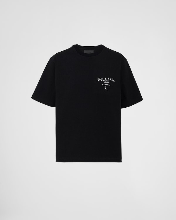 ブラック コットン Tシャツ | PRADA