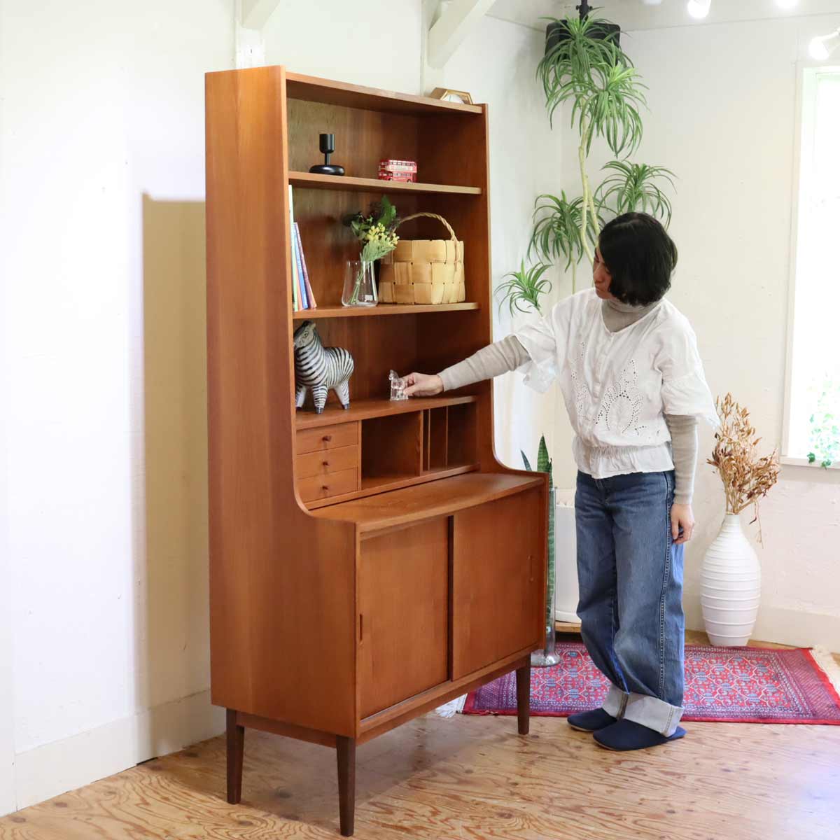 デンマーク製ブックシェルフ チーク材 デスク 北欧 ヴィンテージ