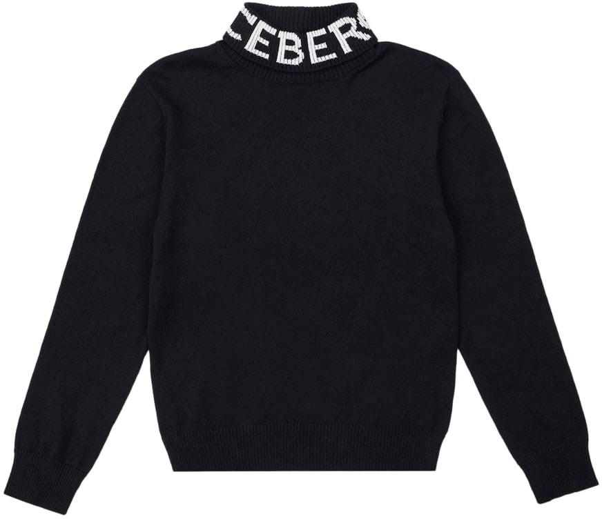 Iceberg KIDS - Black mock turtleneck sweater with contrasting