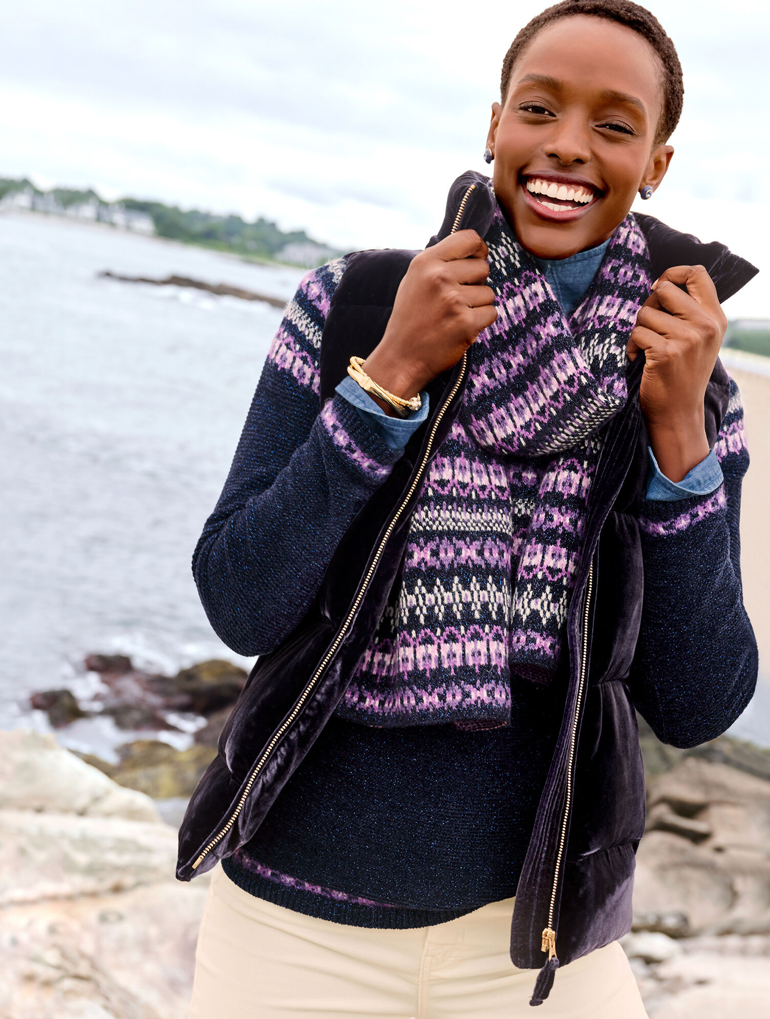 Chenille Yoke Sweater - Cheerful Fair Isle | Talbots