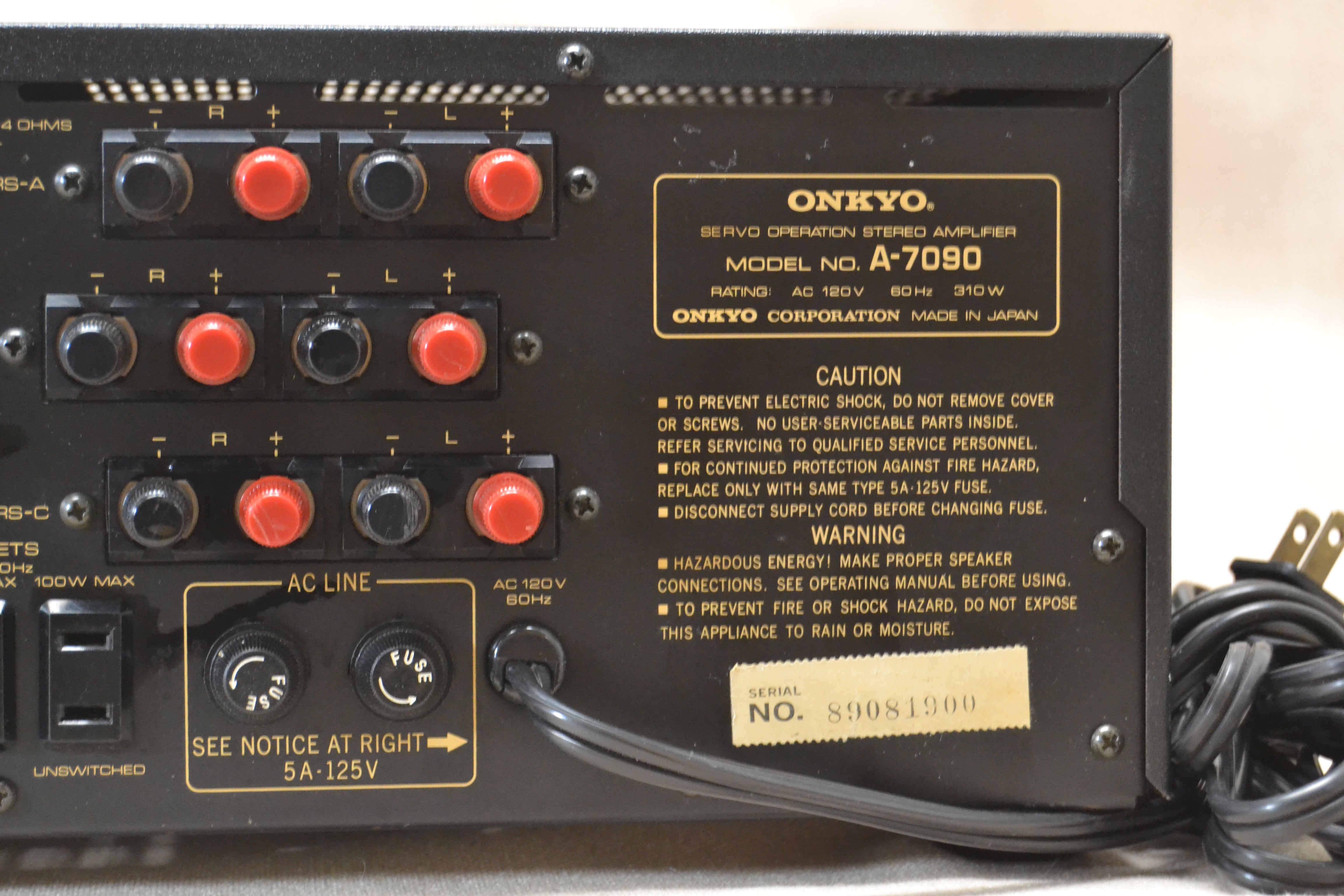 Onkyo A-7090 Super Servo Operation Integrated Stereo Amplifier