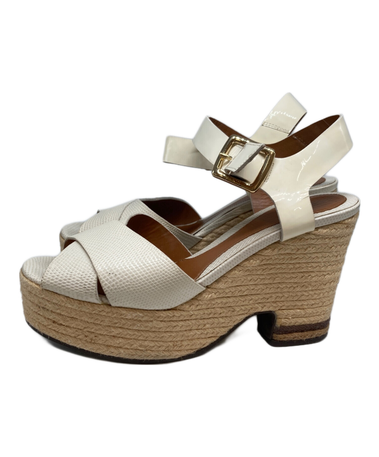 中古・古着通販】FENDI (フェンディ) ウェッジソールサンダル ホワイト