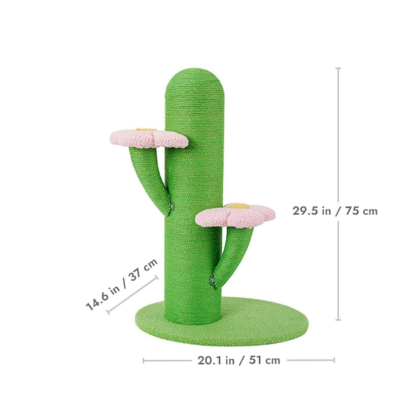 29.5 インチの花とサボテンの猫の木 - ZezeLife