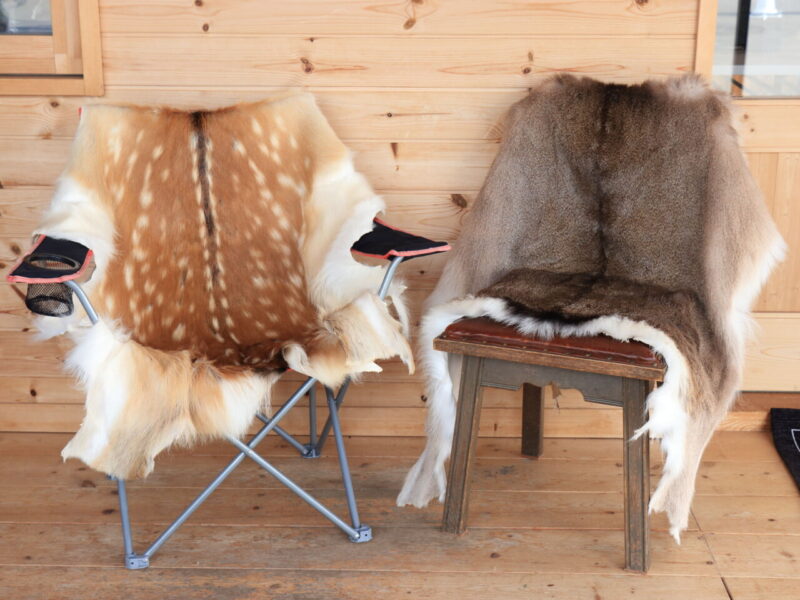 エゾシカ毛皮のラグマット、展示販売しています 【YUKARA AUTO CAMP