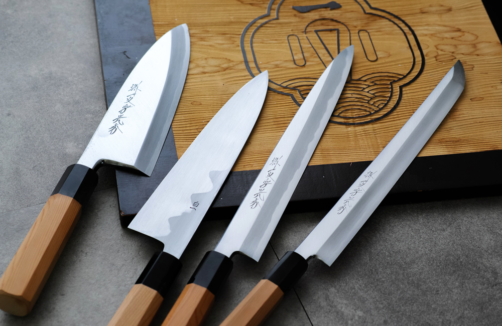 堺一文字光秀 白一鋼 紋鍛錬 切付片刃和牛刀210mm