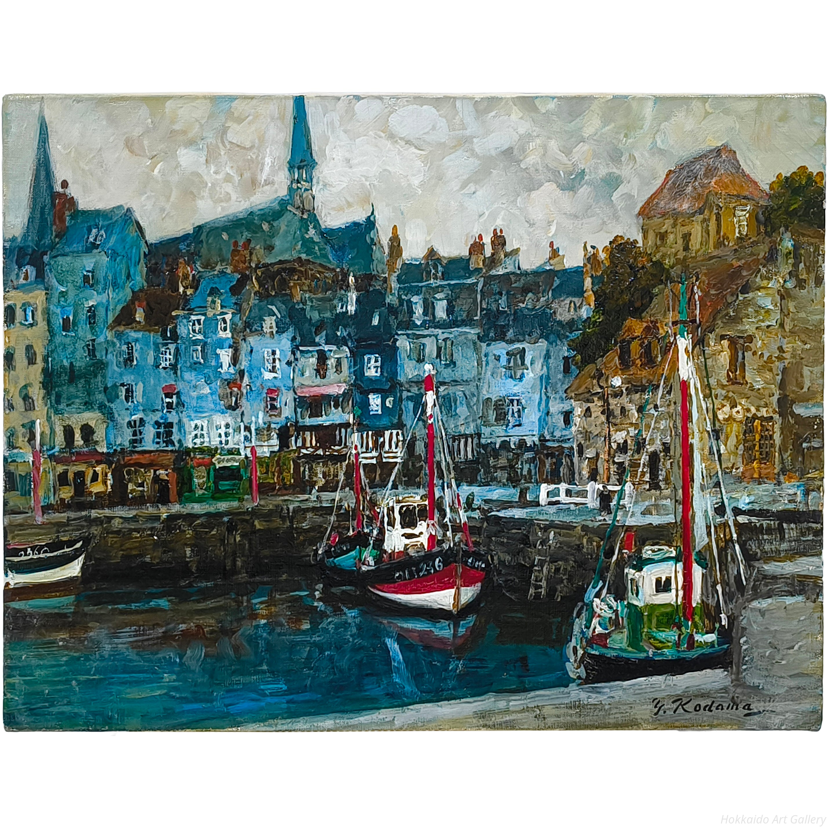 児玉幸雄 『オンフルール風景』 油彩画 - 北海道画廊