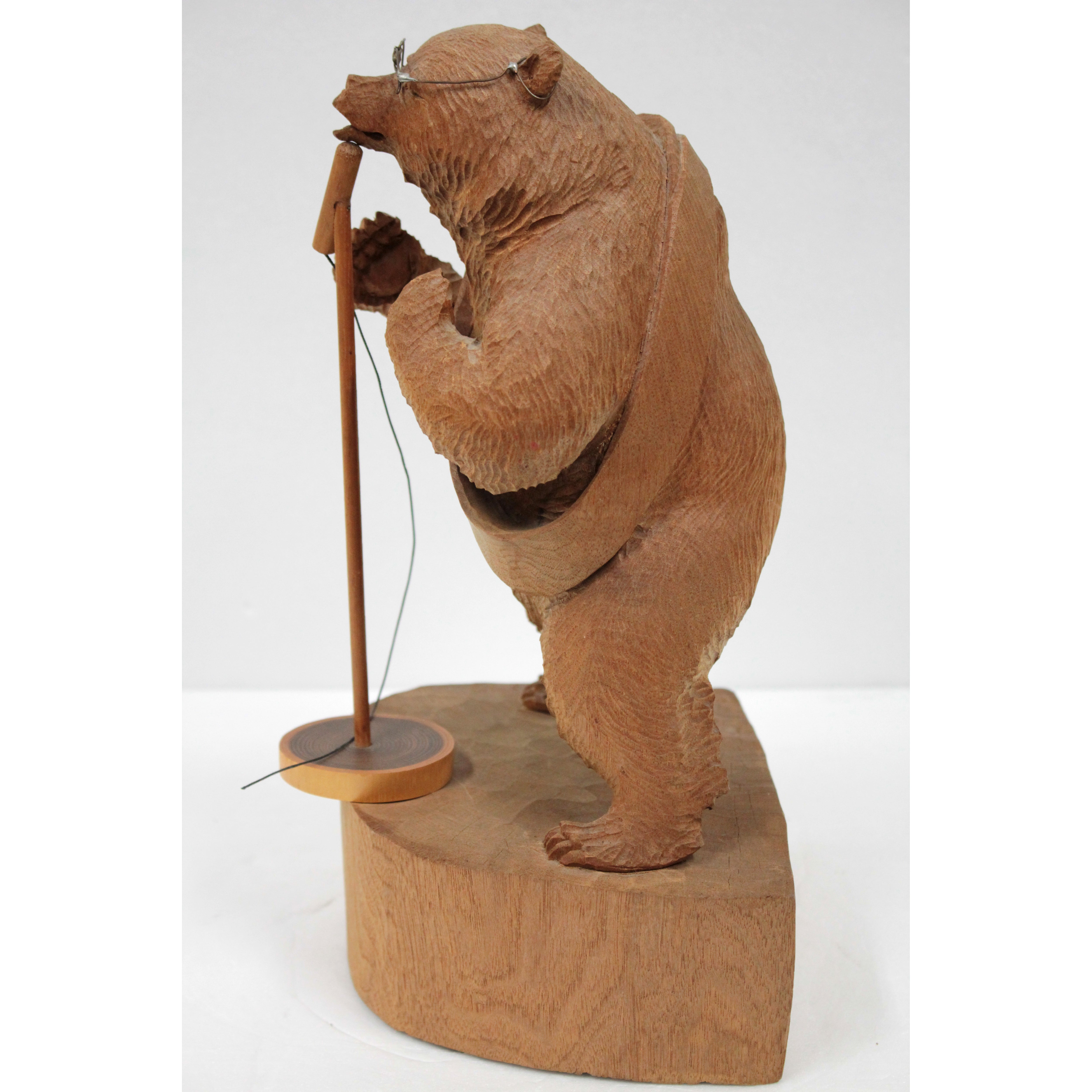 藤戸竹喜 『応援演説のクマ』 彫刻（木） - 北海道画廊