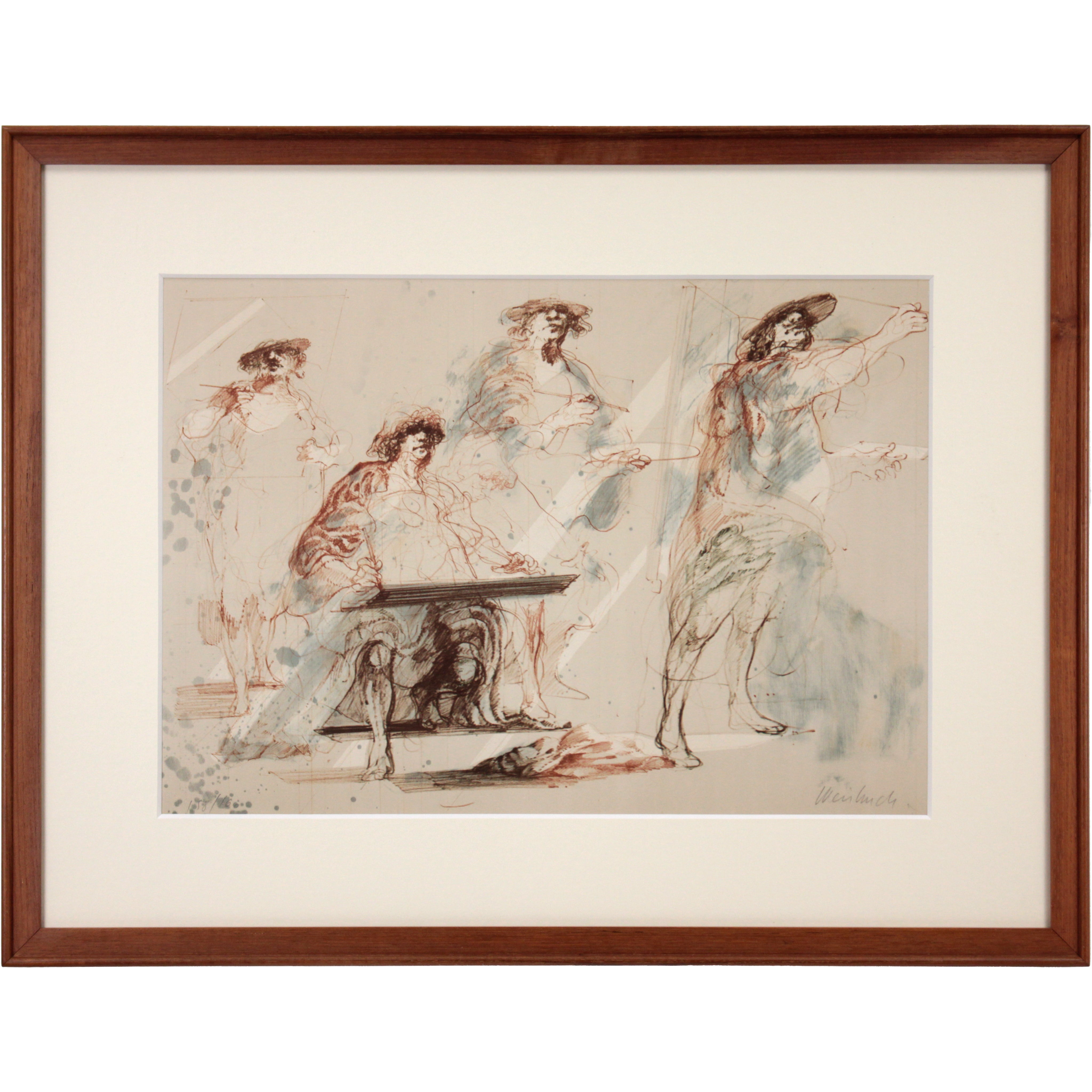 クロード・ワイズバッシュ 『画家たち』 リトグラフ - 北海道画廊