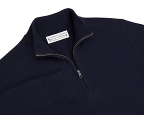 Men's Navy Quarter-Zip Sweater | Holderness & Bourne