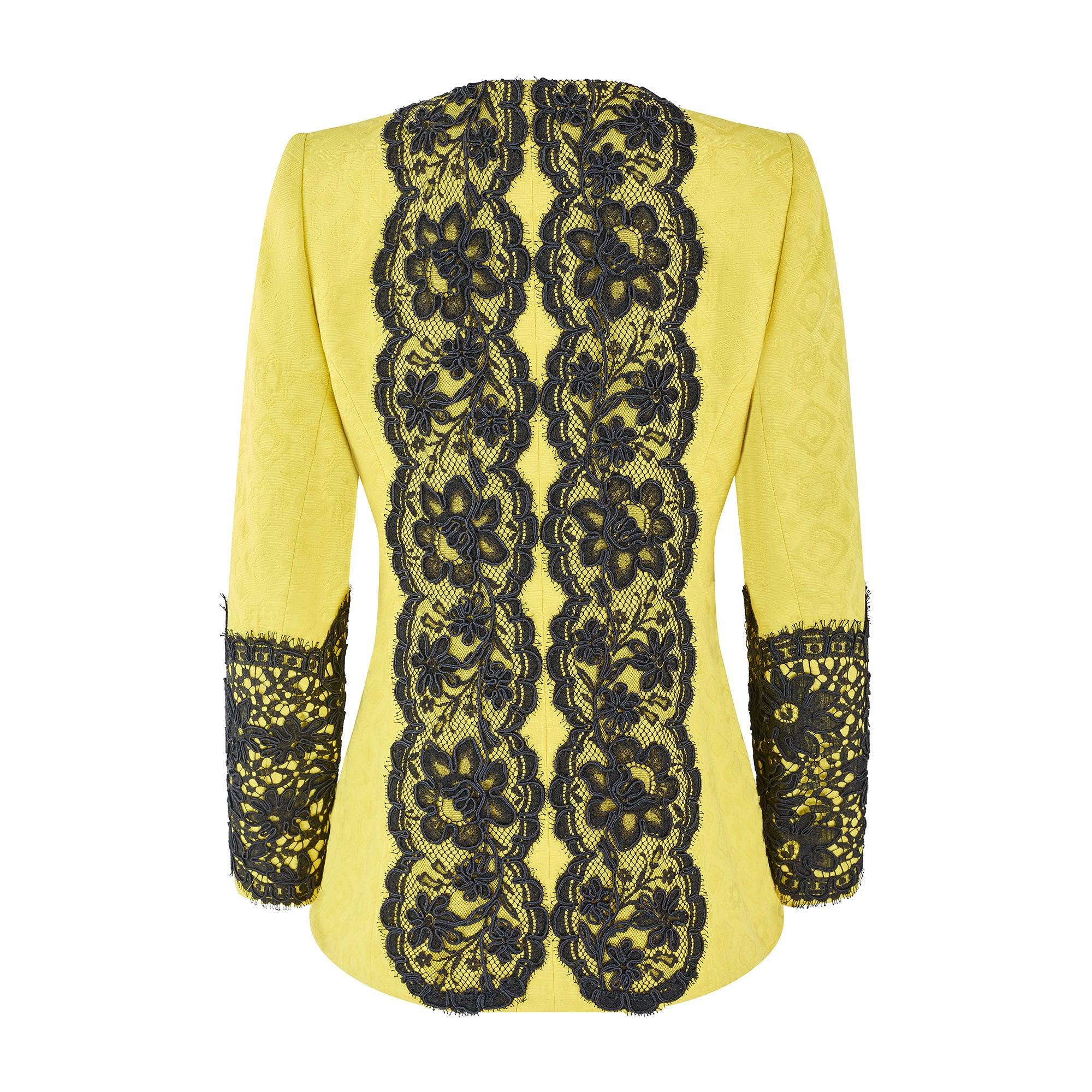 1991 Christian Lacroix Runway Yellow Jacquard Jacket With Black