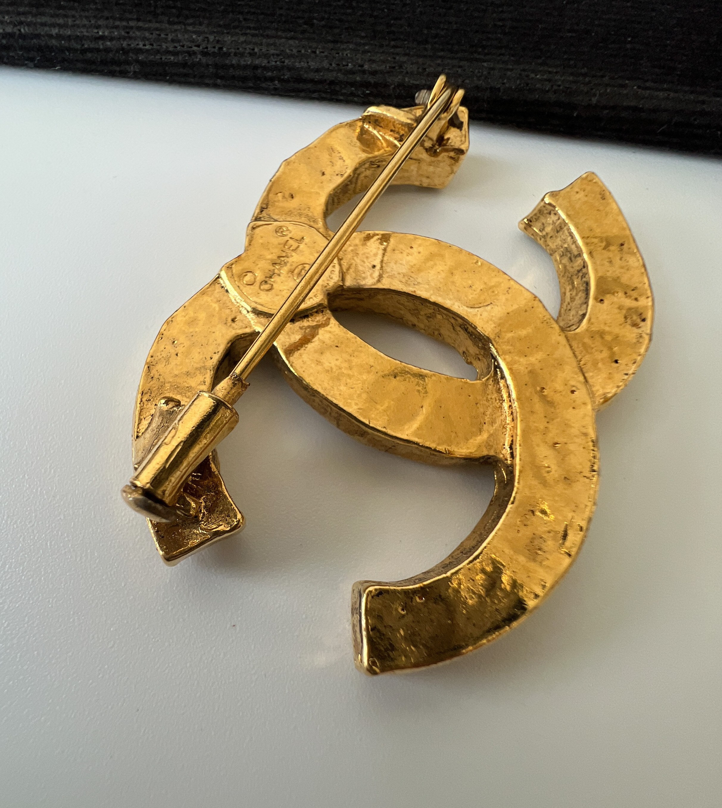 CHANEL Vintage Crystal Logo Brooch - Etsy Canada