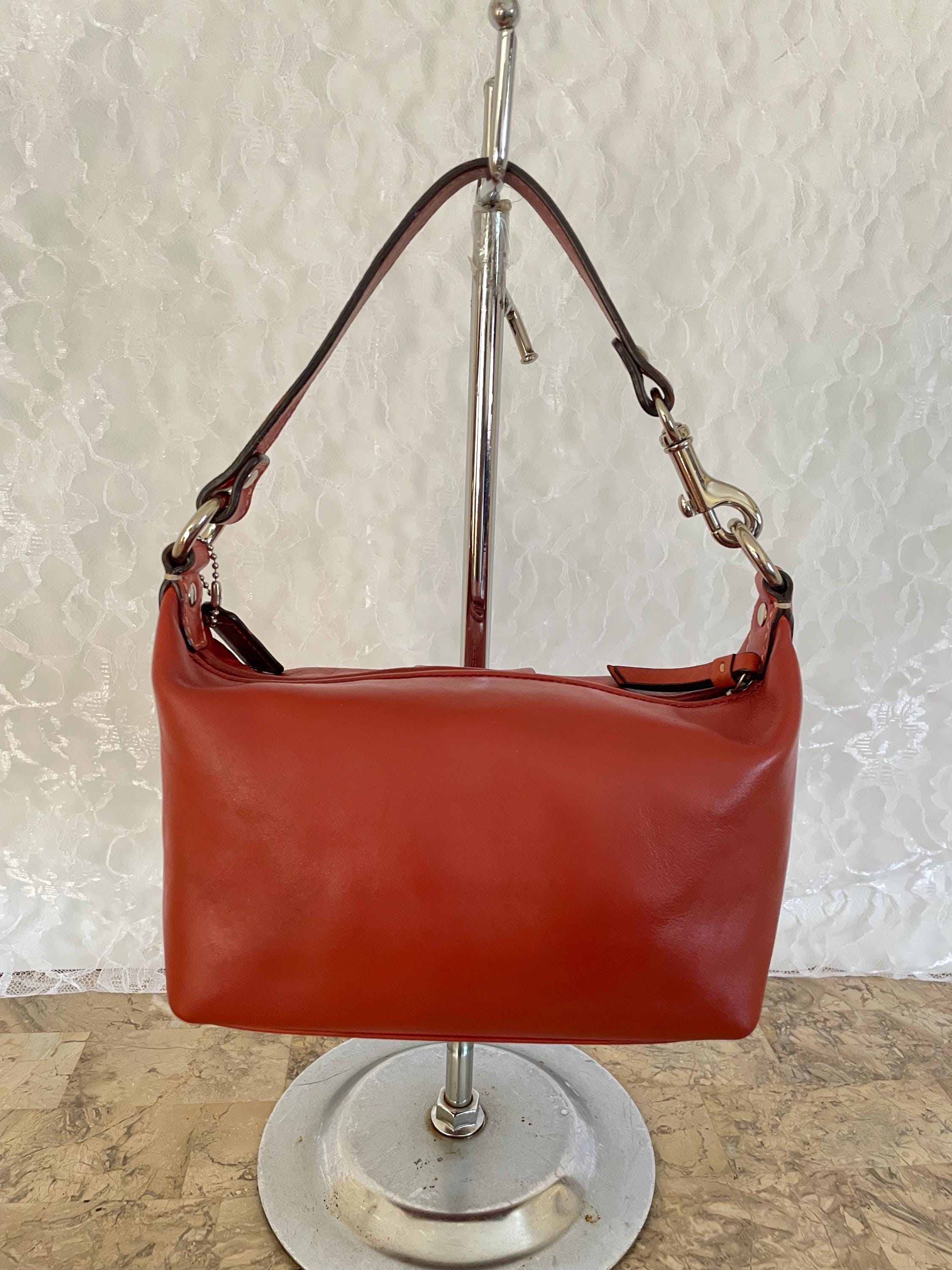 Vtg COACH Red Brick Leather Pleated Y2K Demi Mini Bag - Etsy