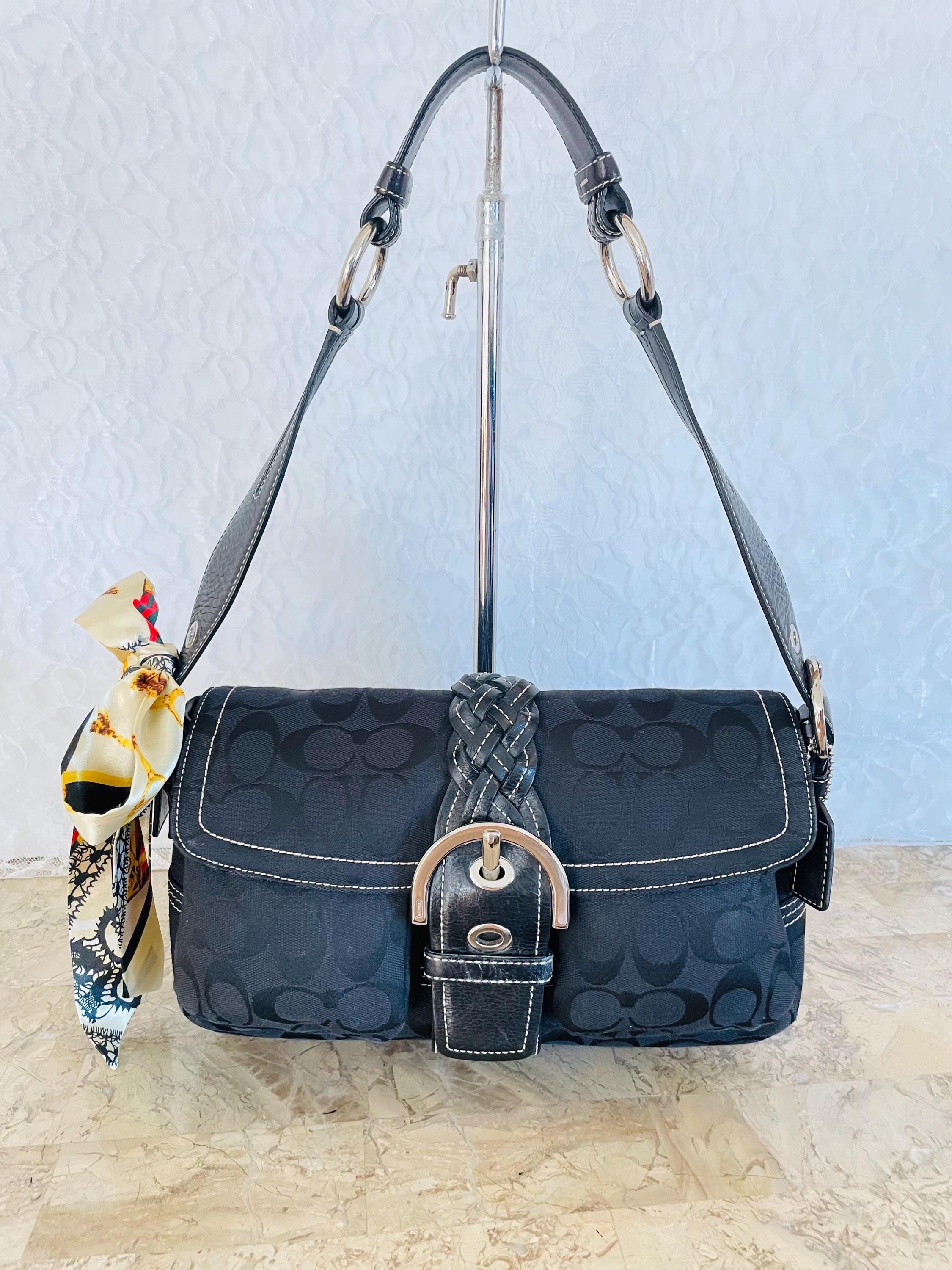 Vintage Y2K Coach Soho Flap black canvas braided Shoulder Bag 6314