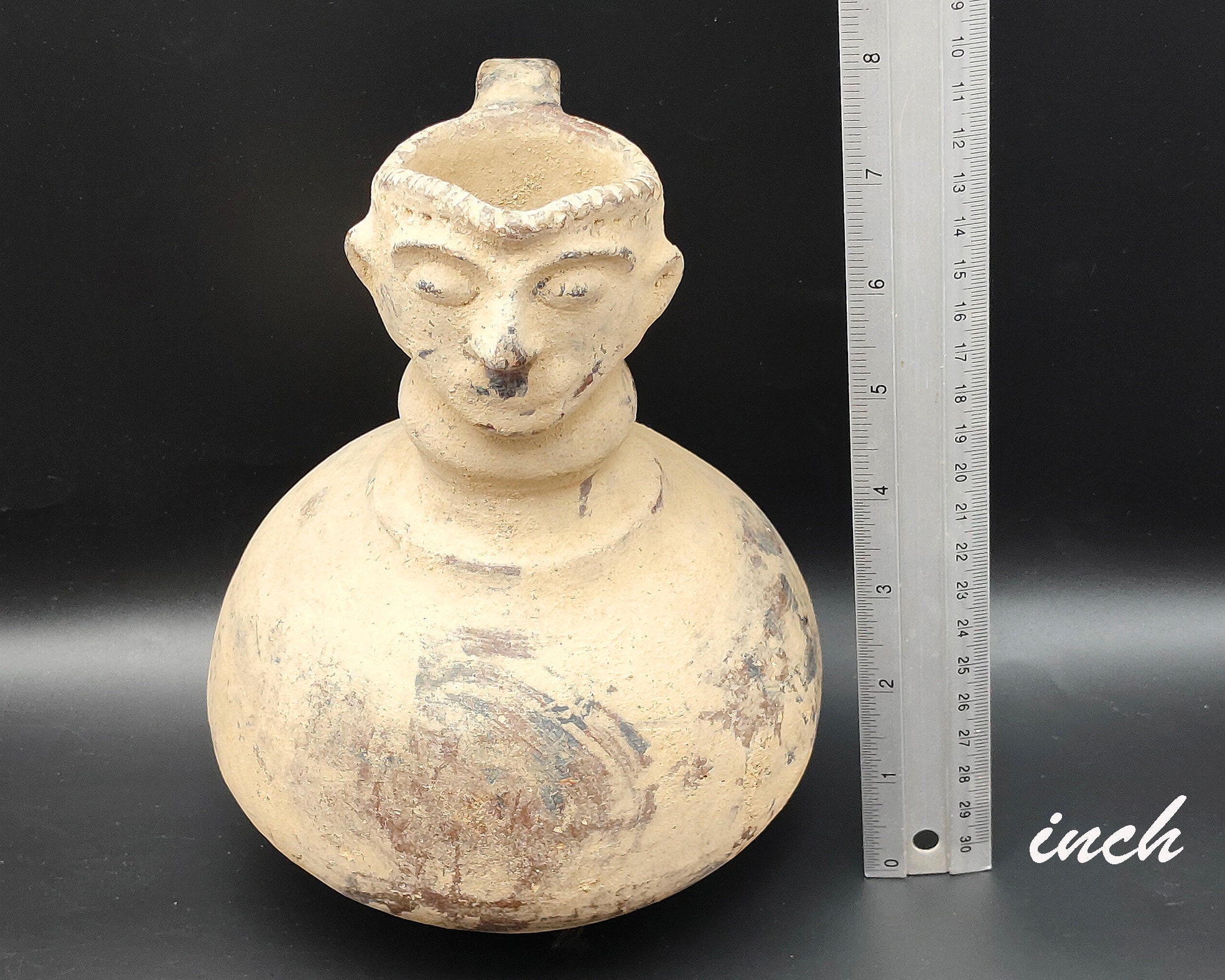 8インチ 古代インダス文明の粘土テラコッタ偶像陶器容器水差し 装飾