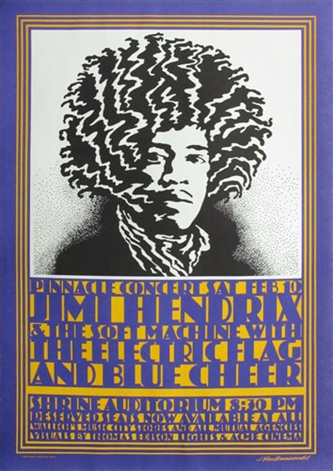 1968 Jimi Hendrix Concert Poster, Shrine Auditorium, Van