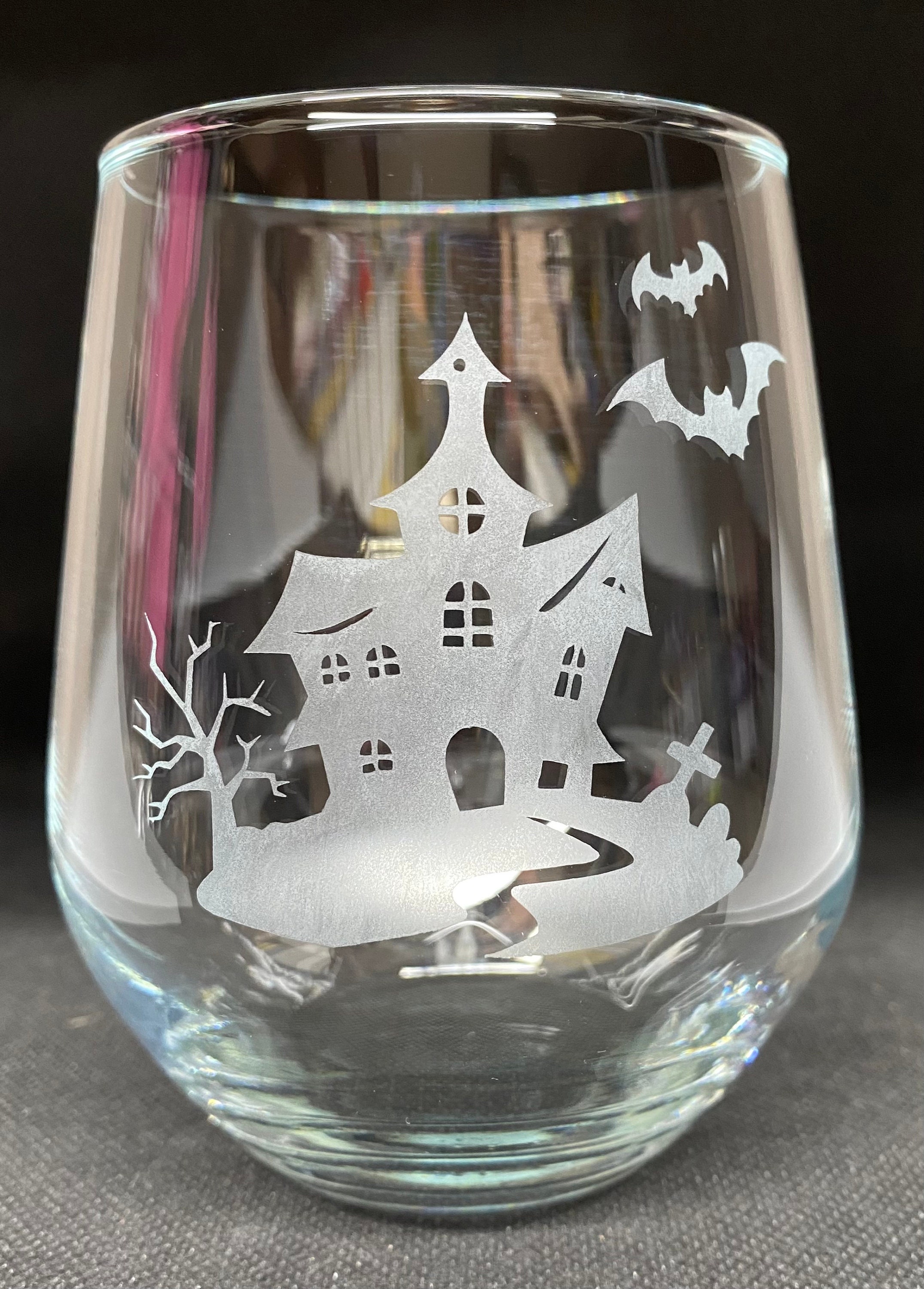 Etched Glass Spooky House, Halloween Fun - Personalised - Etsy