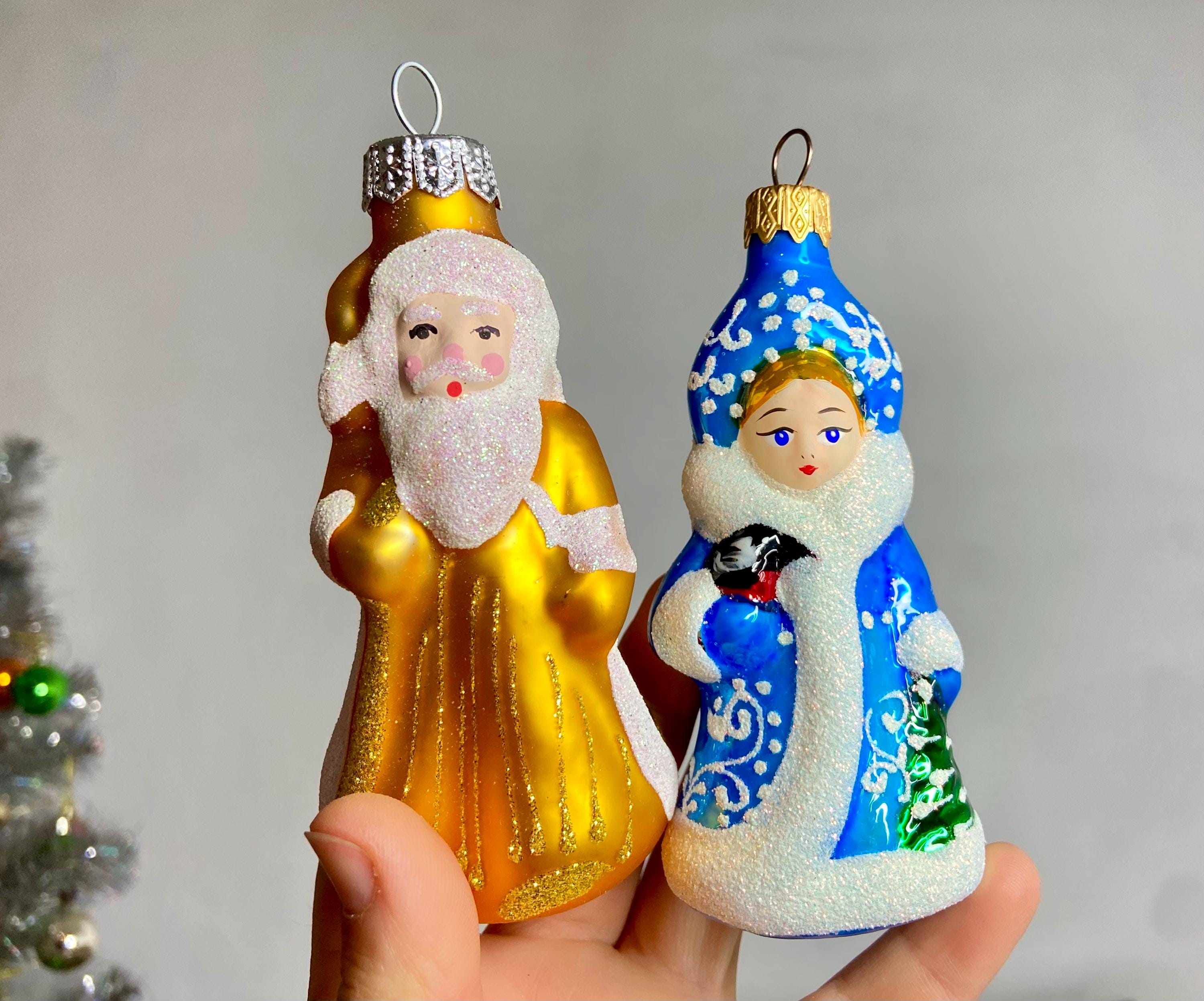 Snow Maiden Glass Ornament, Ukrainian New Year Mercury Glass