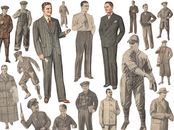 レトロなメンズファッション画像 30年代 クリップアート デジタル